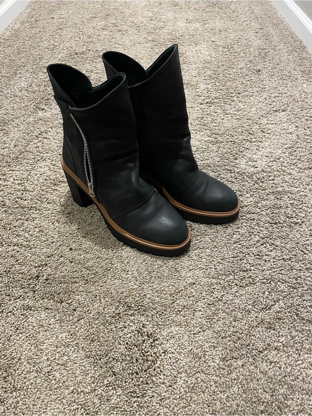 Free People Black Ankle Boots with side zipper